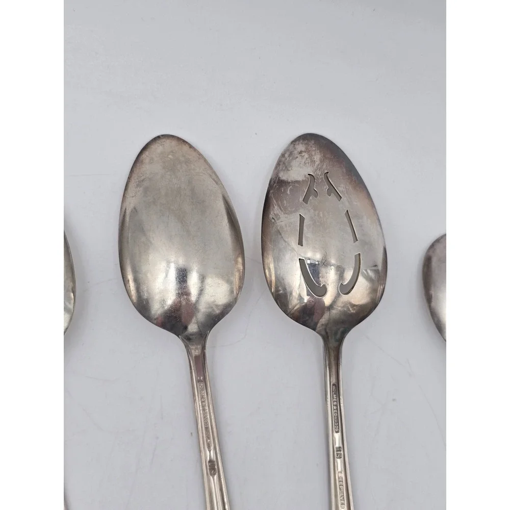 Holmes & Edwards May Queen Silverplate 3 Serving Spoon Pierced Set 1 sugar‎ IS
